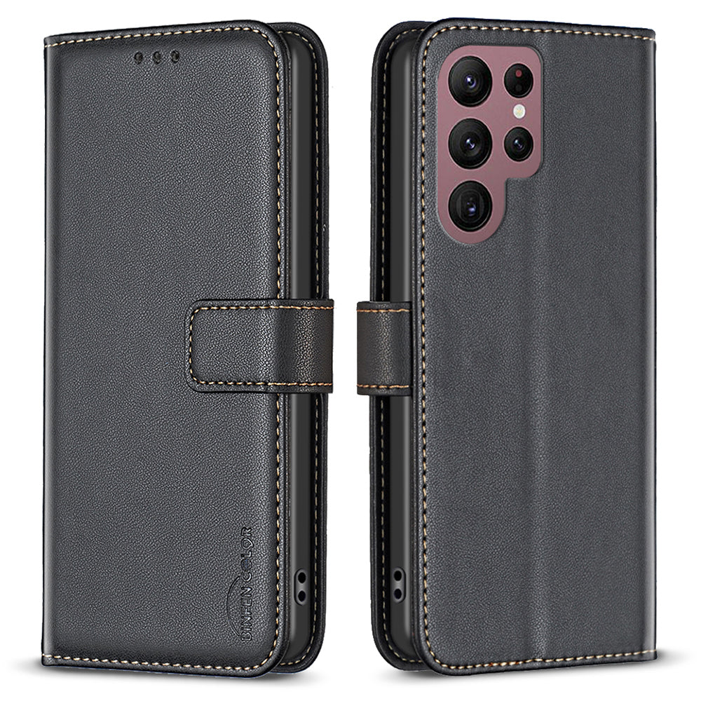 BINFEN COLOR BF17 For Samsung Galaxy S22 Ultra 5G Phone Leather Case Smartphone Cover with Stand Wallet BINFEN COLOR BF17 For Samsung Galaxy S22 Ultra 5G Phone Leather Case Smartphone Cover with Stand Wallet